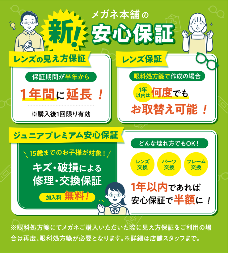メガネ本舗の安心保証
