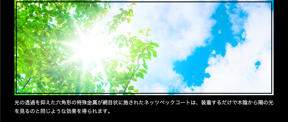 突然の激しい光や点滅にも動じない視界を確保